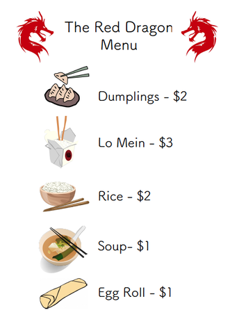 Free Chinese restaurant dramatic play menu and take-out labels!