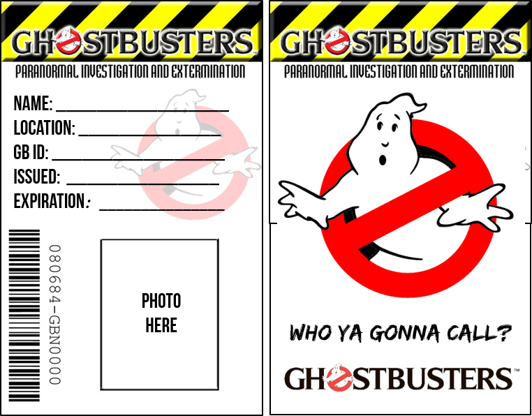 Ghostbusters Id Badge Printable